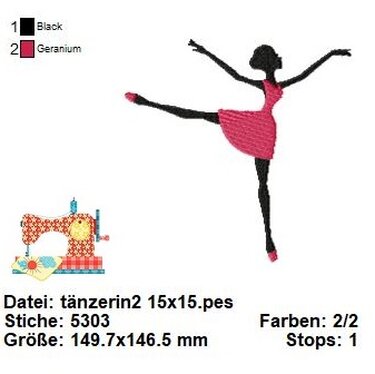 Ballerina Stickdatei Set, Stickdatei tanzen, Balletttanzen Stickdatei - Sticken
