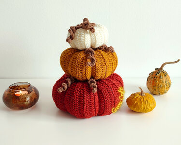 Pumpkin Centerpiece Crochet Pattern - Stacked Fall Pumpkin Decor