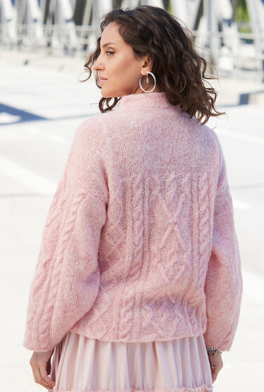 Pulli mit Zöpfen und Rauten in Rosa - Stricken