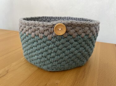 Wollkorb / Utensilo zur Wollaufbewahrung (ca. 20 cm) mit oder ohne Henkel - Häkeln