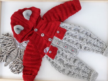 Strickanleitung Babyoverall in Größe 62-68, nahtlos, PDF-Stricktabelle