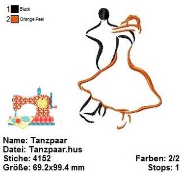 TANZSTICKDATEI, Stickdateien Set tanzen, Liebesstickdatei, Paartanz Stick - Sticken