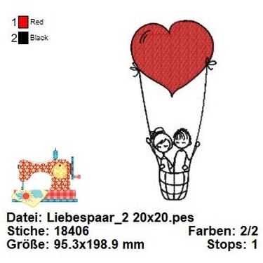 Liebespaar Stickdatei, Brautpaar Stickdatei, Hochzeit Stickdatei in 2 Größe - Sticken