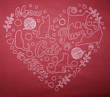 Stickdatei - Katzenherz Linien  Katze - Sticken