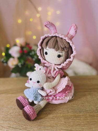 Crochet pattern doll, bunny RABI amigurumi doll