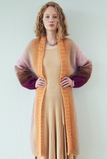 Wadenlanger Coat im Farbverlauf - Stricken