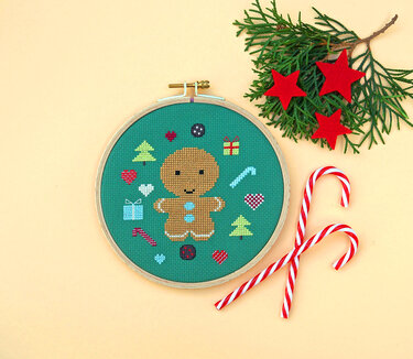 Stickvorlage PDF "Kleiner Lebkuchenmann" Download Vorlage, Weihnachten - Sticken