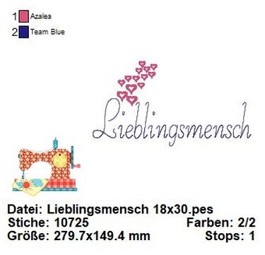 Stickdatei Lieblingsmensch doodle, Doodle Stickdatei, Liebe Stickdatei - Sticken