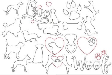 Stickdatei - Hundeliebe Linien  Hund - Sticken