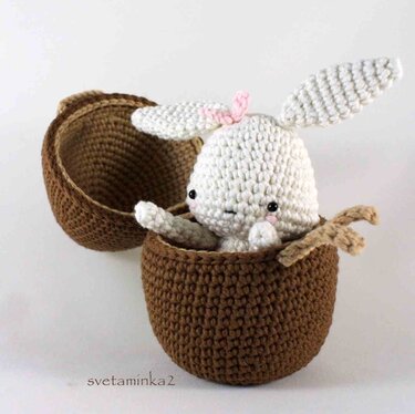 Easter Crochet Pattern for Egg Surprise / Amigurumi Ballerina Bunny inside