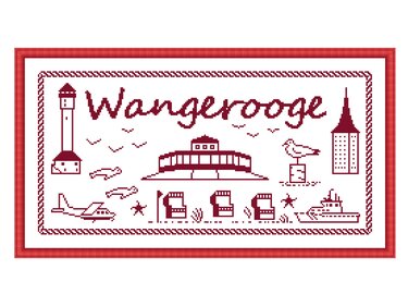 Kreuzstichvorlage Mustertuch Wangerooge als PDF Download für "Inselkinder" - Sticken