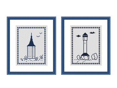 Kreuzstichvorlage Westturm und Alter Leuchtturm von Wangerooge, PDF - Sticken