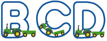 Stickdatei - Traktor Buchstaben Alphabet 10cm 13cm inkl. kleine Buchstaben - Sticken