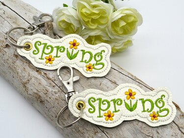 Stickdatei spring Frühling Schlüsselanhänger - Sticken