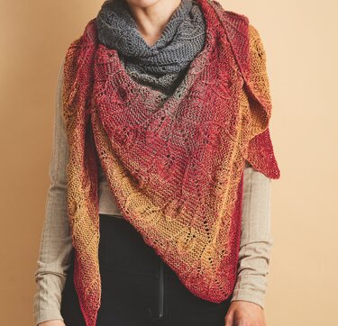 Tuch Blätterranken ab oberer Halsmitte gestrickt - Bild 5