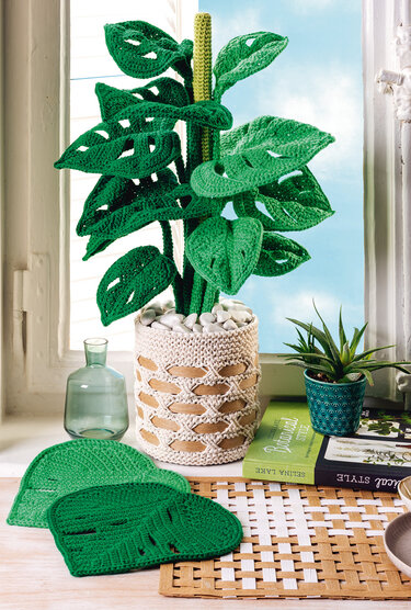 Gehäkelte Monstera, dekorativer Übertopf und passende Platzsets - Bild 8