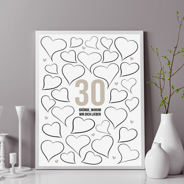 Poster 30 GRÜNDE warum wir Dich lieben Geschenk 30. Geburtstag - Basteln