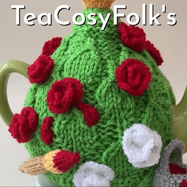Painting the White Roses Red Tea Cosy Knitting Pattern