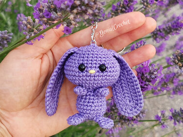 No Sew Crochet Pattern - Amigurumi Floppy Bunny Keychain