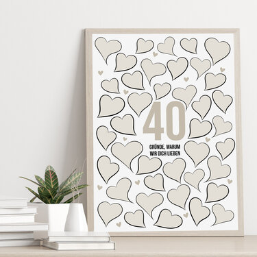 Poster 40 GRÜNDE warum wir Dich lieben Geschenk 40. Geburtstag - Basteln