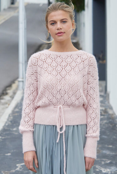 Pullover mit Ajourmuster in Rosa - Stricken
