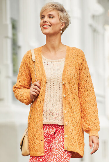 Strick-Twin-Set aus Jacke und Top mit Ajourmuster - Bild 2