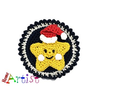 Star Button crochet applique