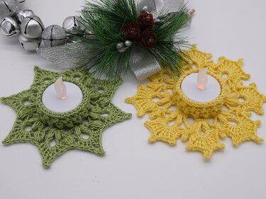 Häkelanleitung weihnachtliche Teelichterhalter in verschiedenen Designs
