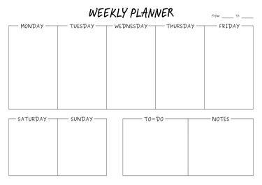 Weekly planner with todos and notes, simple & clean design,DIN A3 + A4, PDF - Crafts