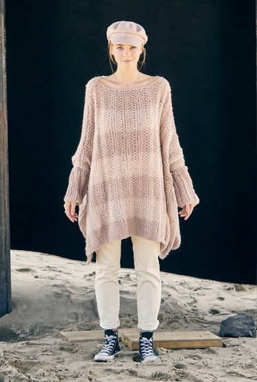 Pulliponcho mit Streifen - Stricken