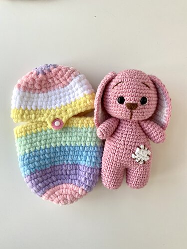 Crochet pattern Bunny in rainbow egg - Amigurumi rabbit plush pattern