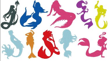 Meerjungfrau 1 Silhouette 18 Motive Stickdatei - Sticken