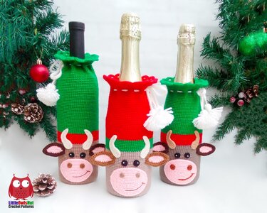 288 Crochet Pattern - Bull Ox Bottle cover or sleeve for wine or champagne