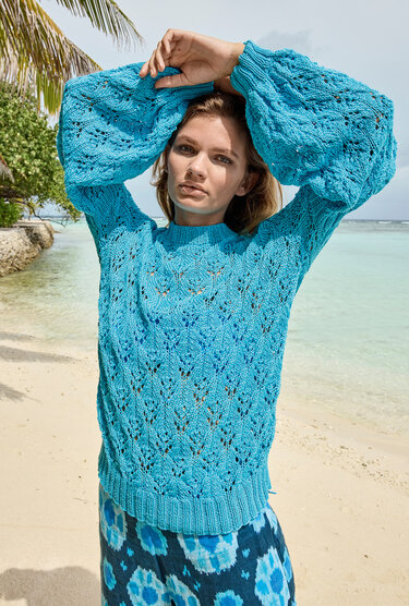 Blauer Pulli mit Keulenärmeln - Bild 6