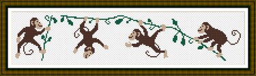 cross stitch pattern monkeys - a small animal motif for the children's room - Embroidery