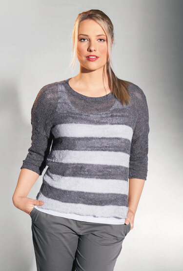 Pulli mit Blockstreifen in Grau - Stricken