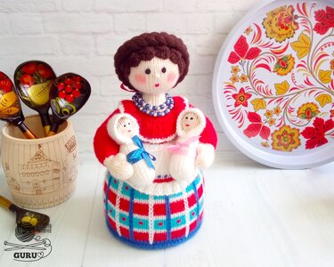 K097 Lady with Babies Knitted interior doll - Amigurumi doll - by Zabelina - Knitting