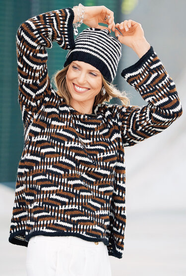 Pulli und Mütze im Hebemaschenmuster - Stricken