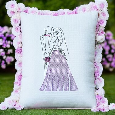 Brautpaar Stickdatei – Zartes Hochzeitsmotiv für romantische Stickprojekte - Sticken