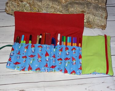 Rollmäppchen Stiftetasche Häkelnadel Utensilo nähen mit Schnittmuster