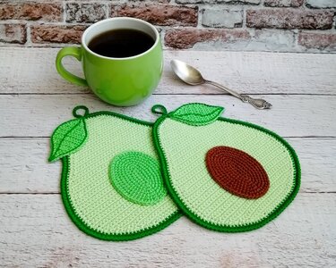 325 Crochet Pattern - Avocado decor vegetable, applique or potholder keto