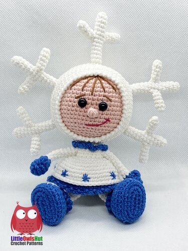 317 Crochet Pattern - Girl doll in a Snowflake outfit - Amigurumi