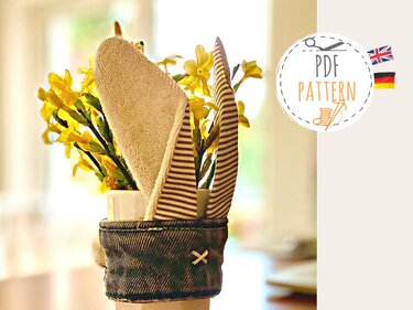 Easter deco sewing pattern, upcycle + fabric scraps sewing project, PDF