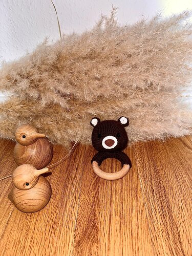 rattle teether bear / grasping toy bear / Crochet Pattern