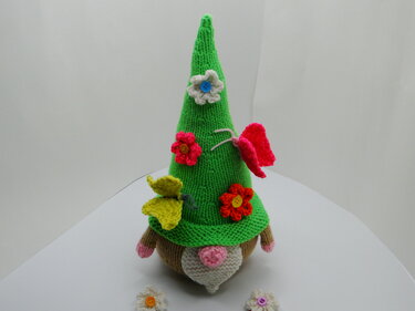 hans the spring gnome knitting pattern soft toys home decorations door stop