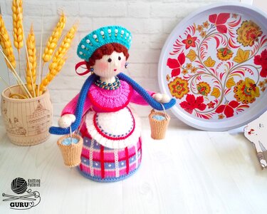 K094 Lady with a Shoulder Yoke Knitted interior doll - Amigurumi Zabelina - Knitting