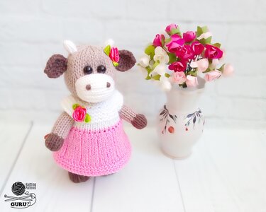 K090 Bull Ox and his girlfriend Cow knitted toys Amigurumi animal Zabelina - Knitting