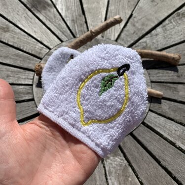 Zitronen-Waschlappen Stickdatei  ITH 10x10 Waschhandschuh Geschenk Frucht Z - Sticken