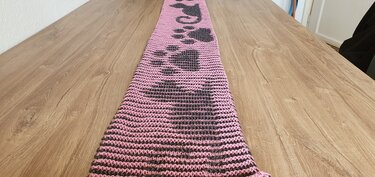 Cat, Shadow Knitting, Illusion Knitting, Motif Scarf