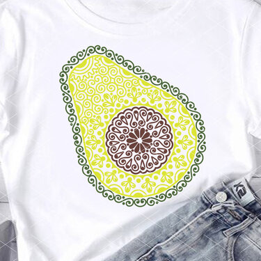 Avicado Mandala print. Tropical fruit for crafts, fashion design, furniture